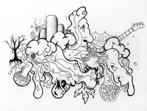 Stoner Trippy Drawings Black And White.