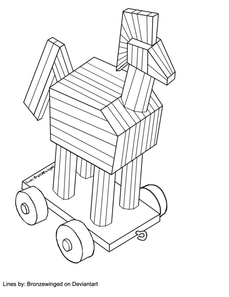 Как нарисовать троянского коня поэтапно