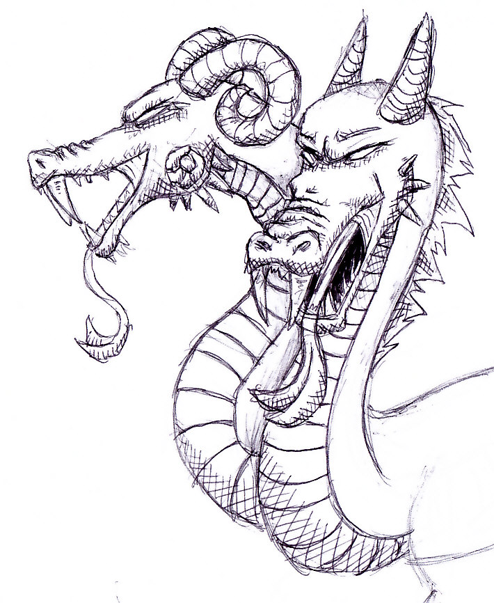 Two Headed Dragon Drawing at GetDrawings Free download