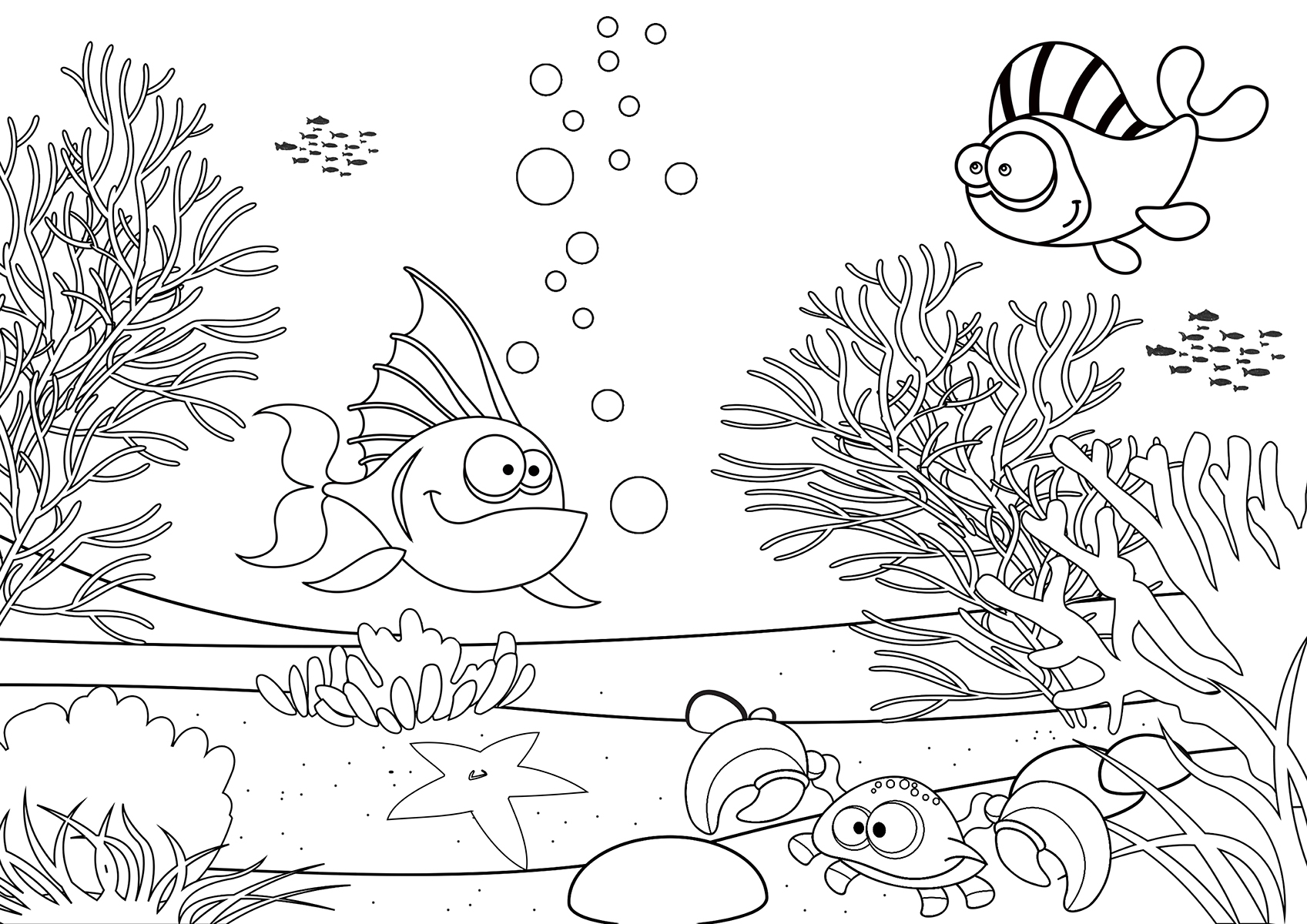 Ocean Habitat Pages Coloring Sketch Coloring Page