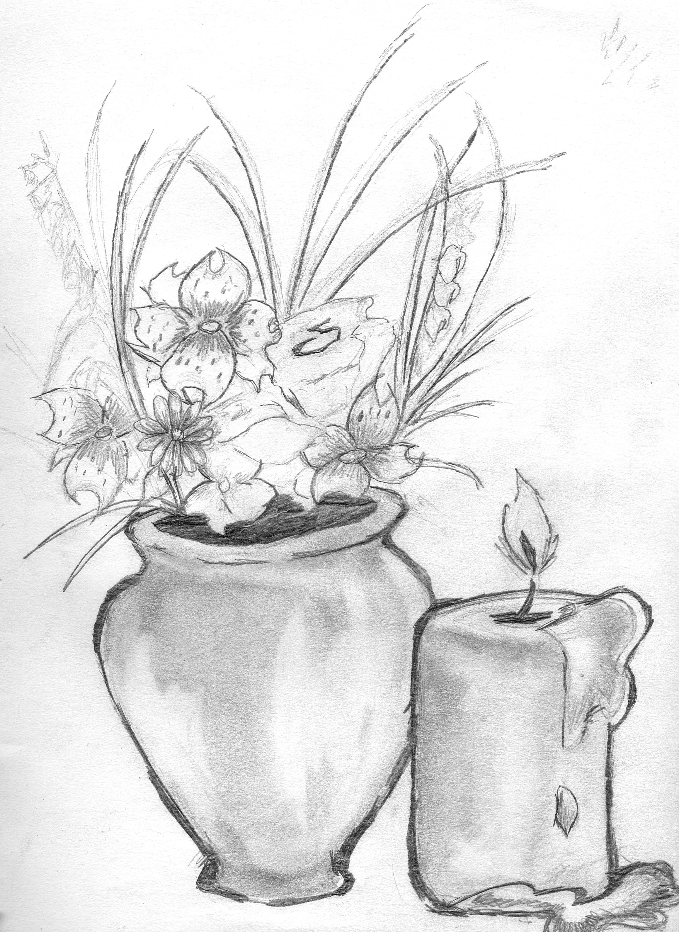 Animal Flower In A Vase Drawing Sketch for Beginner