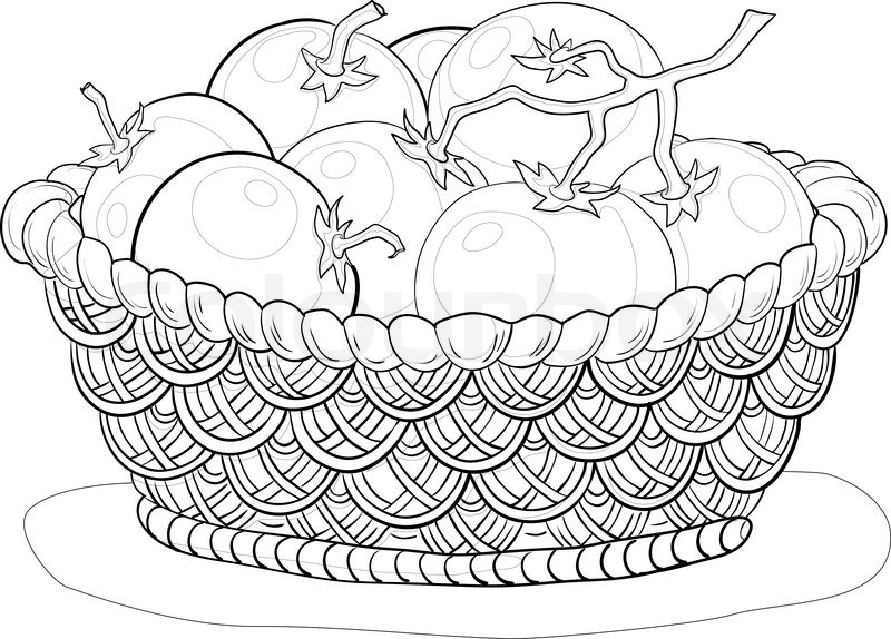 Vegetables Basket Drawing at GetDrawings | Free download