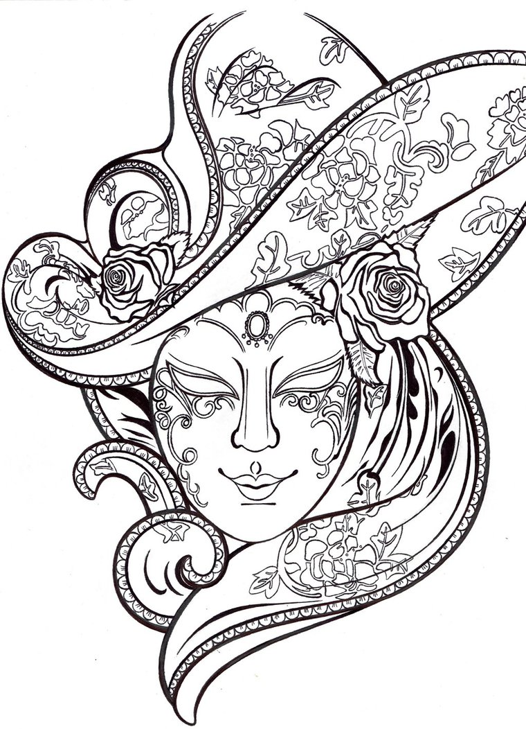 venetian-topeng-outline-dibujo