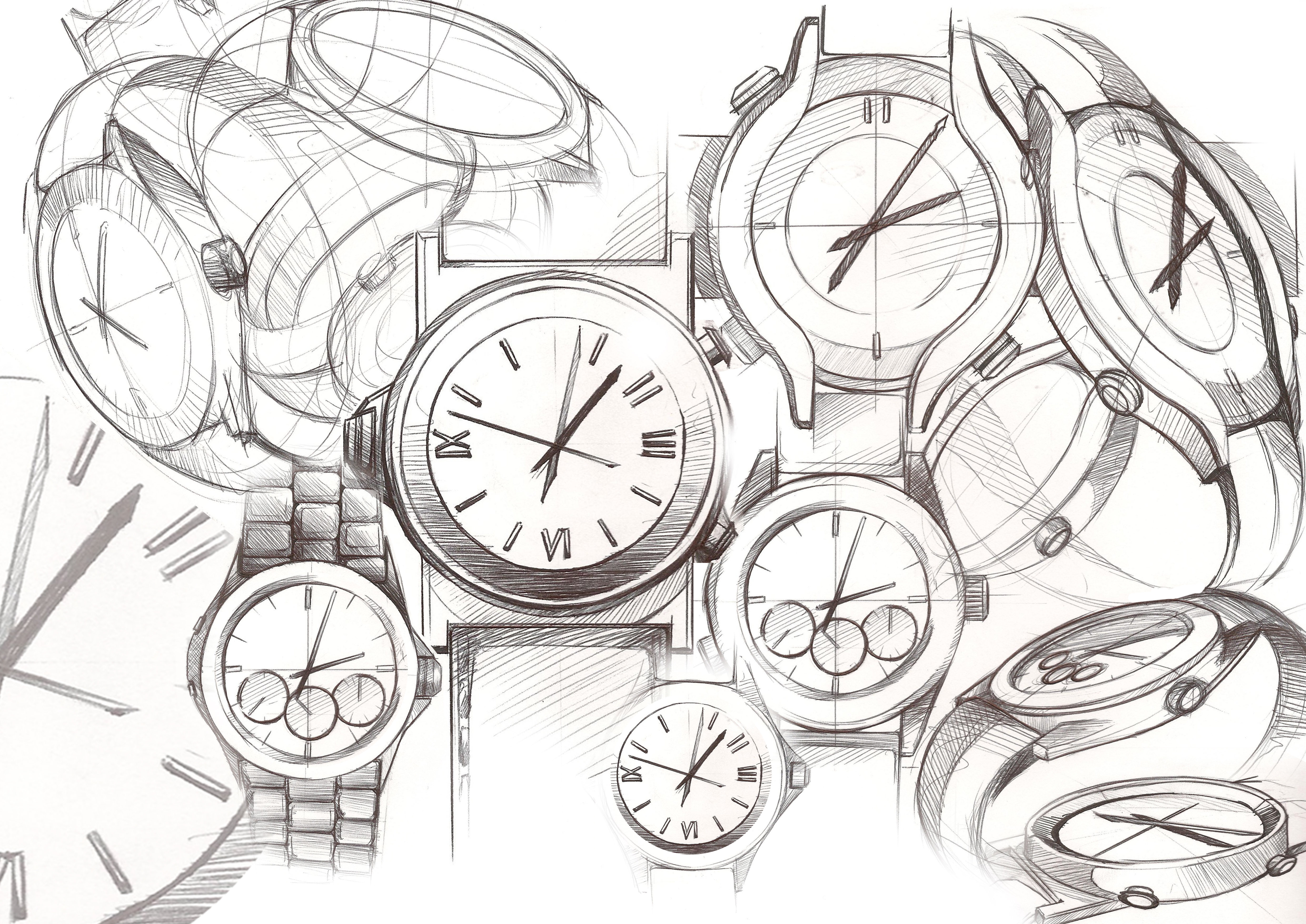 Simple Wrist Watch Drawing Sketch for Adult