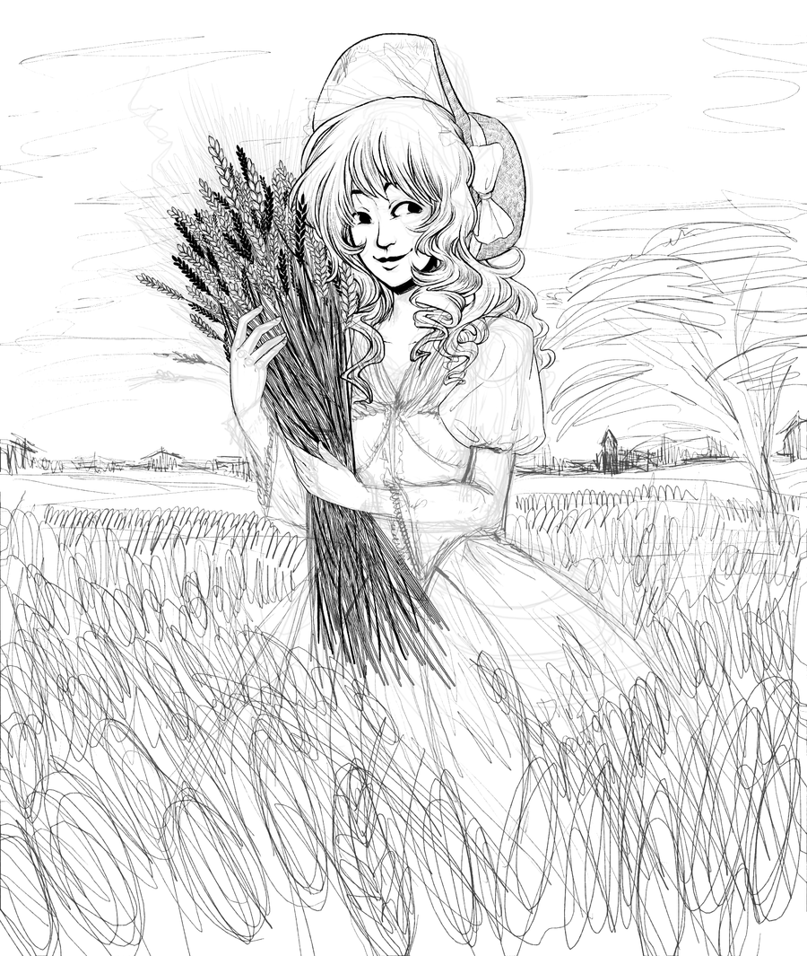 Wheat Field Drawing at GetDrawings | Free download