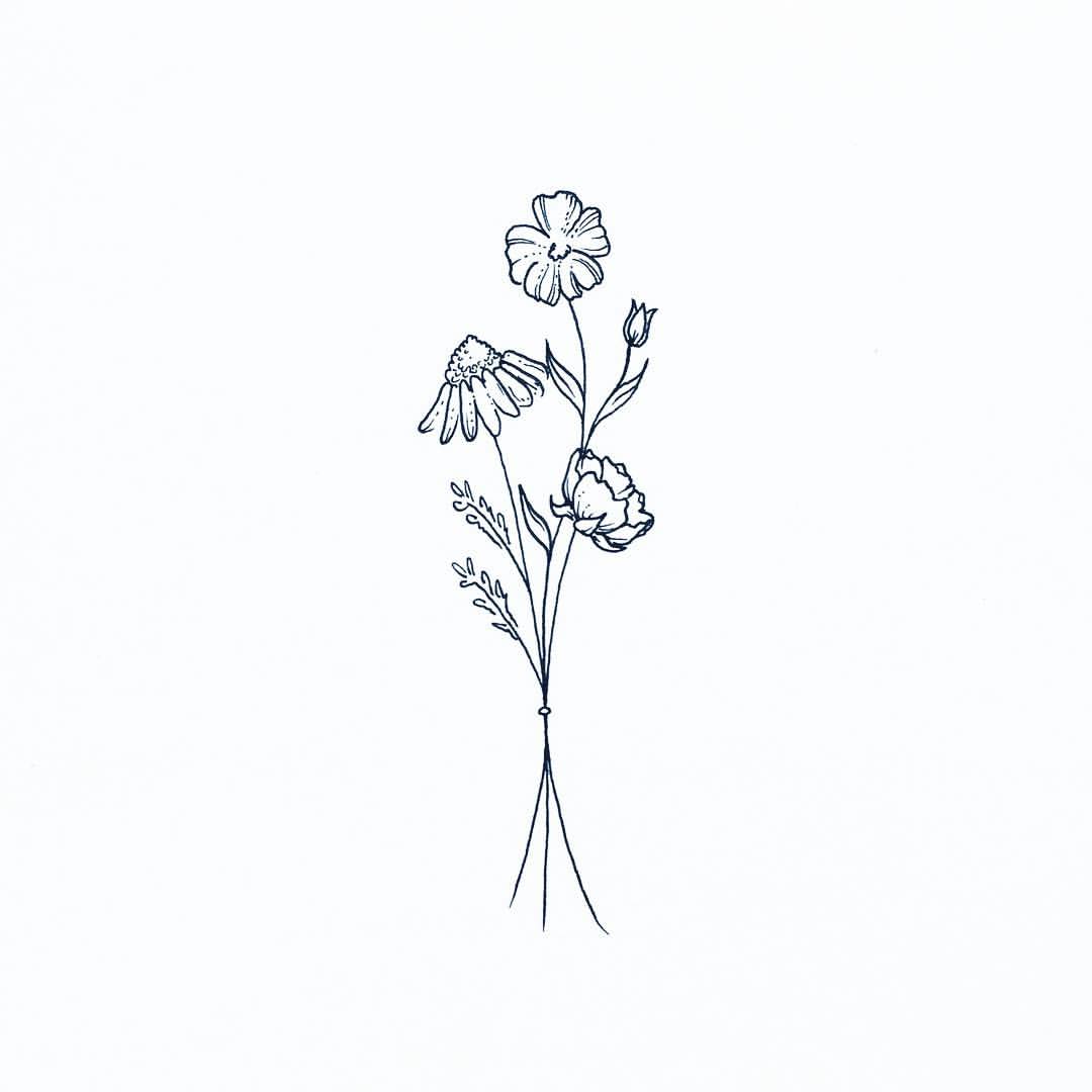 Wildflower Bouquet Drawing at GetDrawings Free download