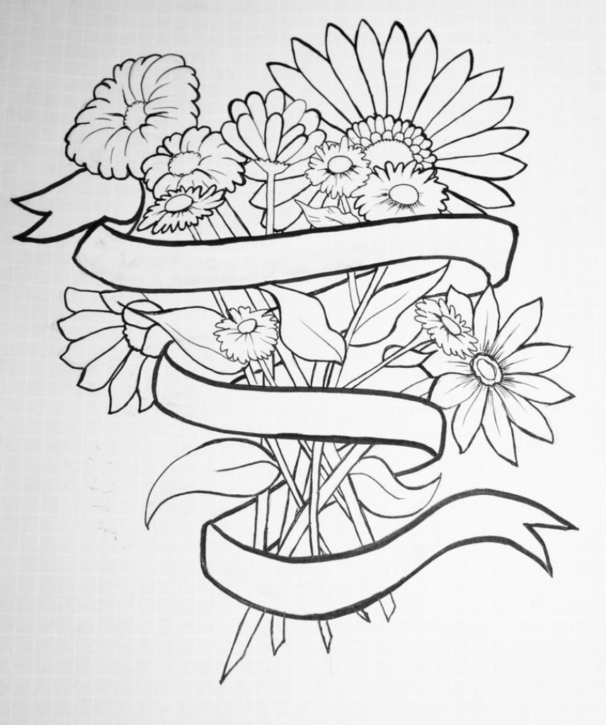 Wildflower Bouquet Drawing at GetDrawings | Free download