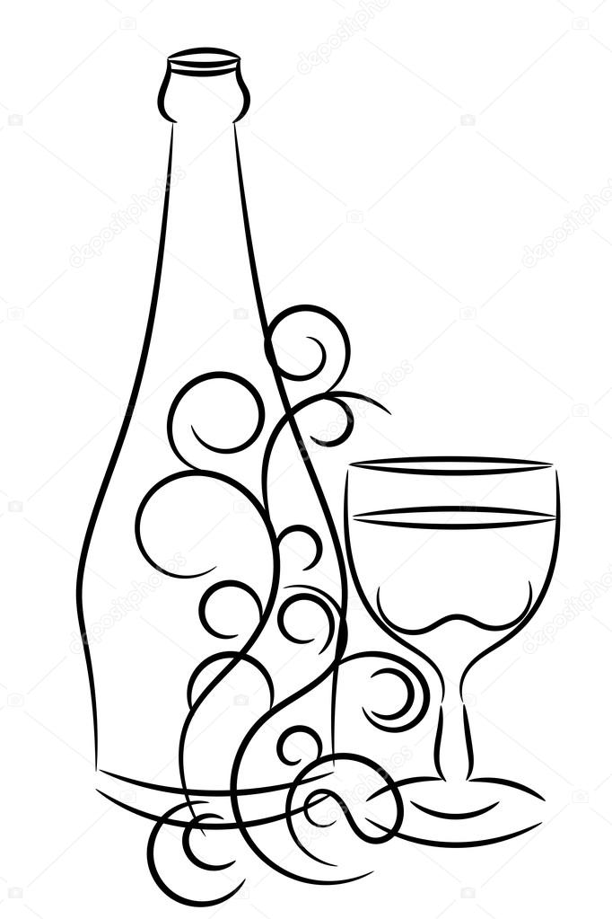 Wine Bottle And Glass Drawing At Getdrawings Free Download