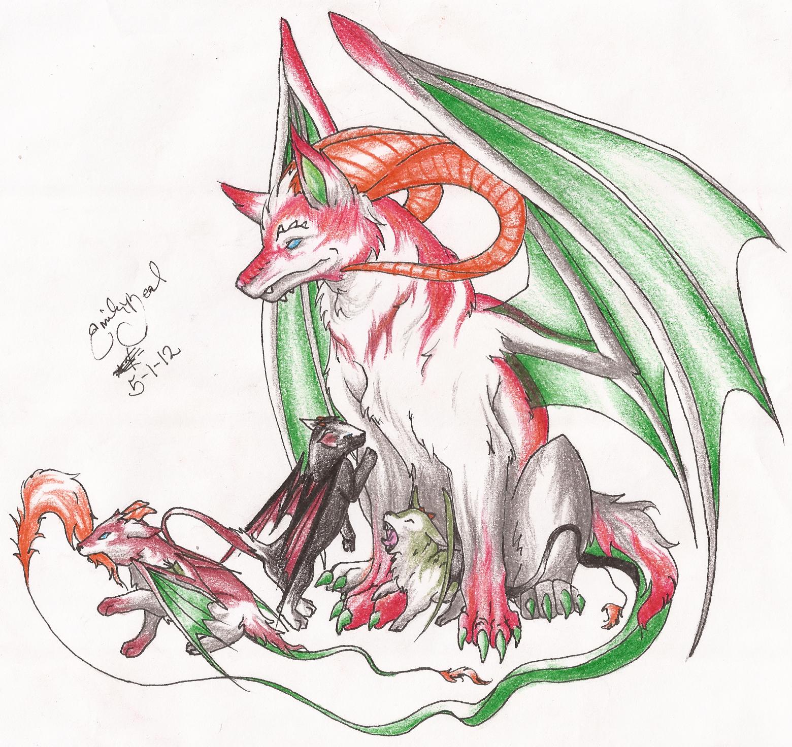 1560x1472 Family Wolf Dragon Hybrid By Miss Cellaneous23.