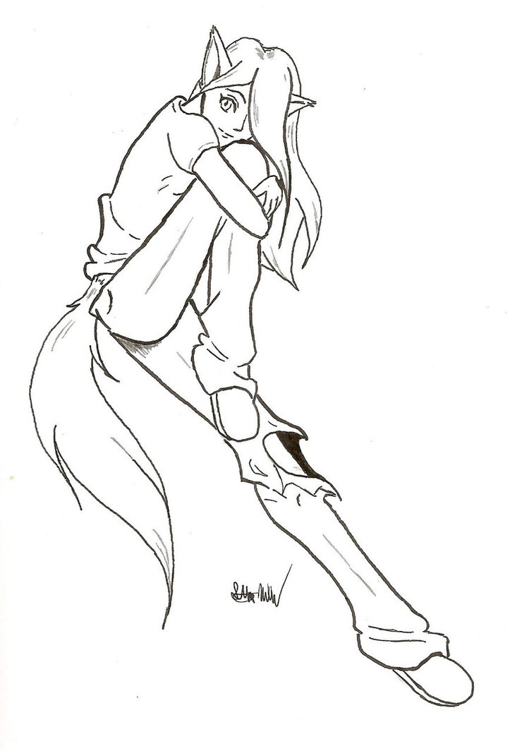 Wolf Girl Drawing at GetDrawings | Free download