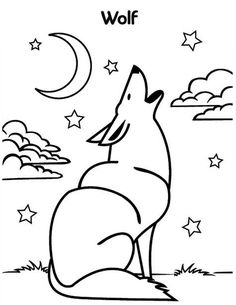 Wolf Howling At The Moon Drawing at GetDrawings | Free download