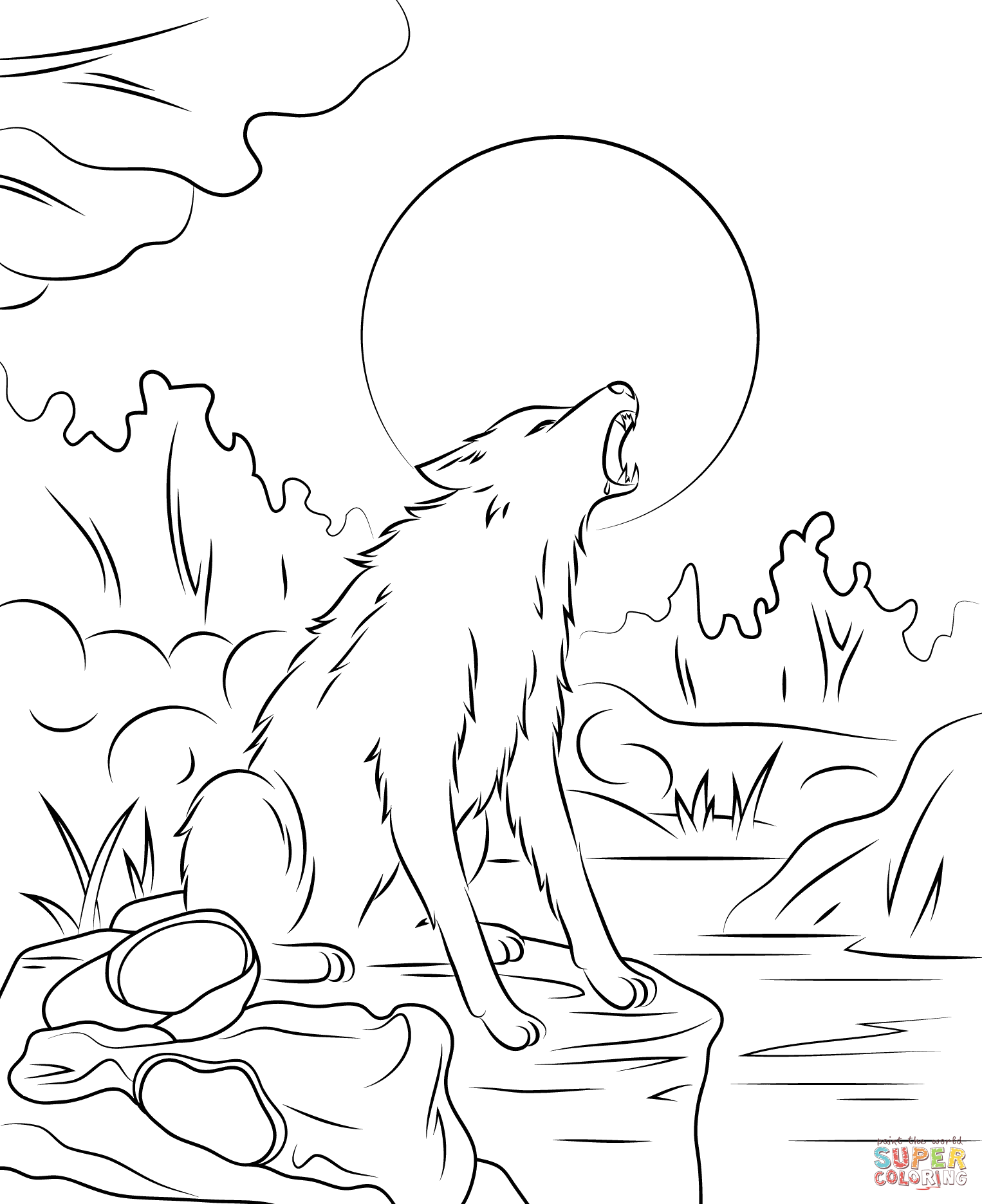 
Wolf Howling At The Moon Drawing Step By Step at
