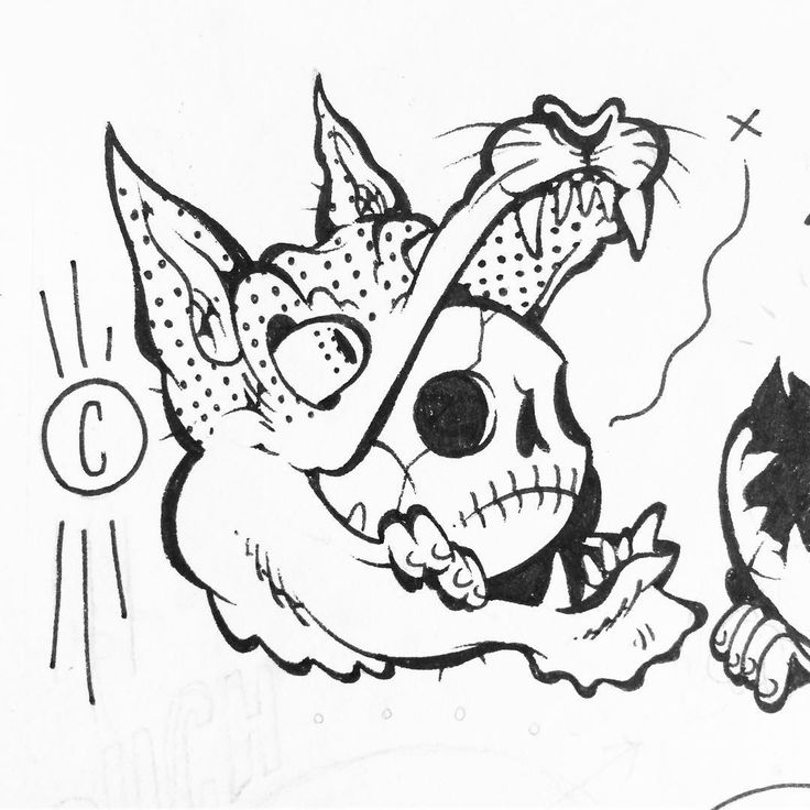 wolf skull drawing