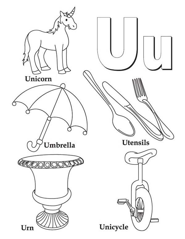 600x776 Preschool Kids Learn Words From Letter U Coloring Page Bulk Color