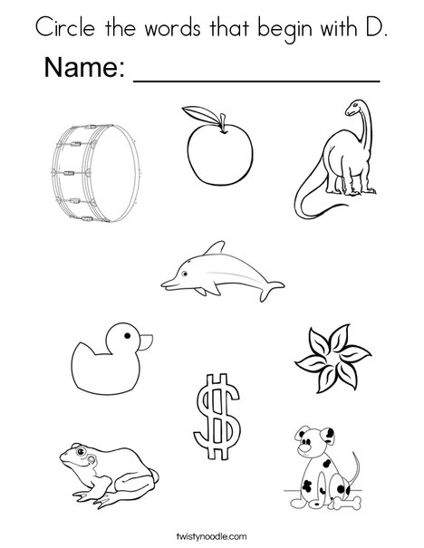 468x605 Circle The Words That Begin With D Coloring Page