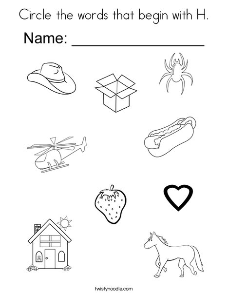 468x605 Circle The Words That Begin With H Coloring Page