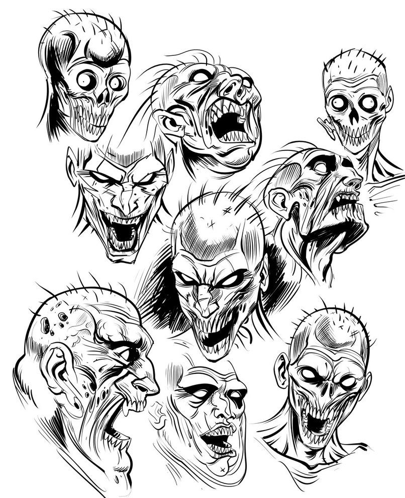 Zombie Head Drawing at GetDrawings Free download