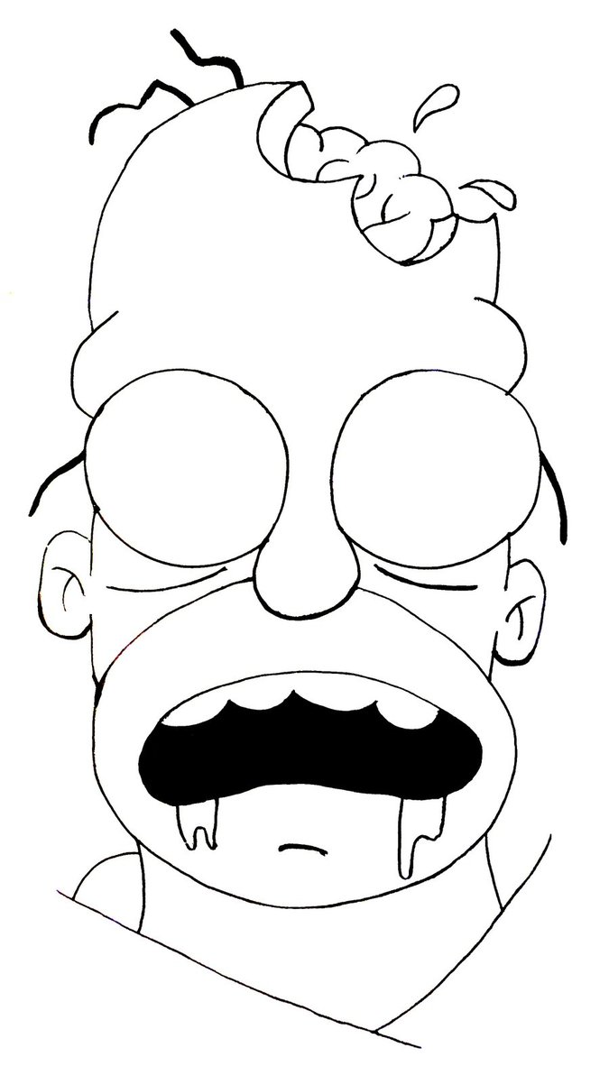 675x1182 Zombie Homer Outline By Butterflyblink.