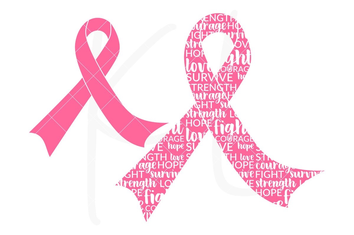Breast Cancer Ribbon Silhouette Svg Cutting Files Digital Clip Art Images 5310
