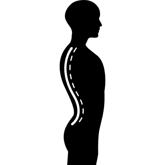626x626 Column Inside A Male Human Body Silhouette In Side View Icons.