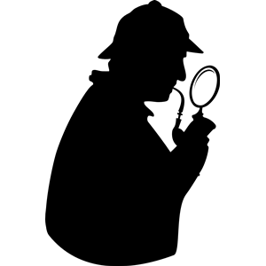 300x300 Consulting detective with pipe and magnifying glass [silhouette