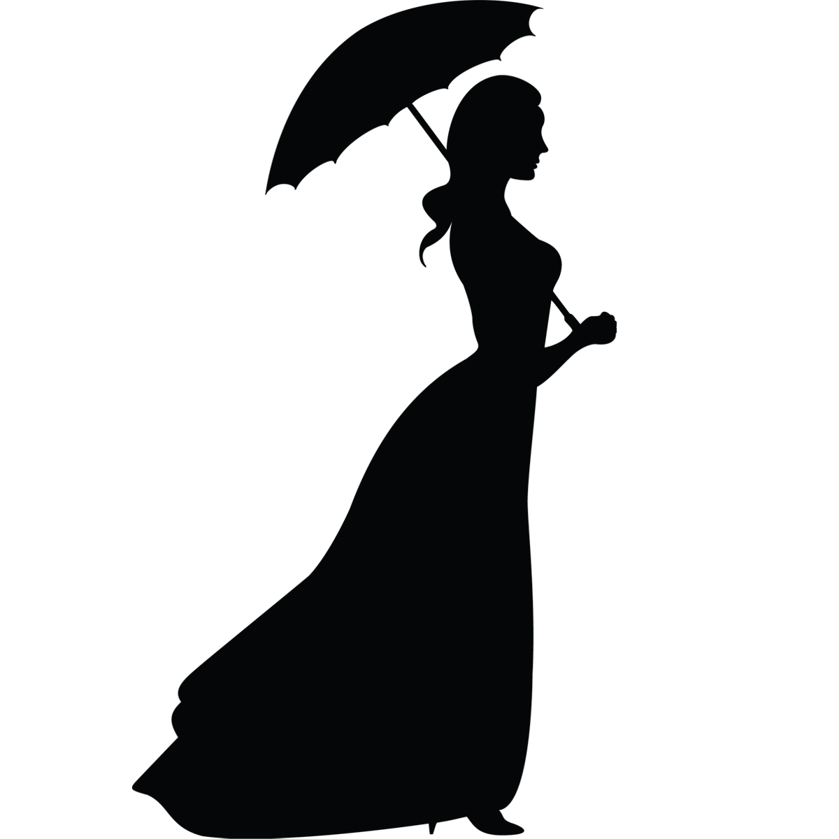 Силуэт женщины с зонтом