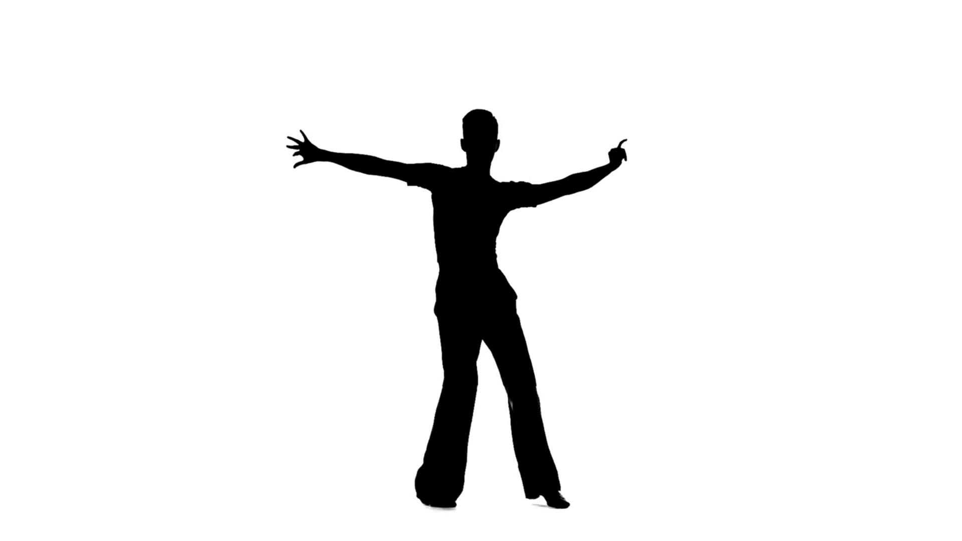 1920x1080 Silhouette Man Is Dancing Elements Of Rumba Dance, Slow Motion.