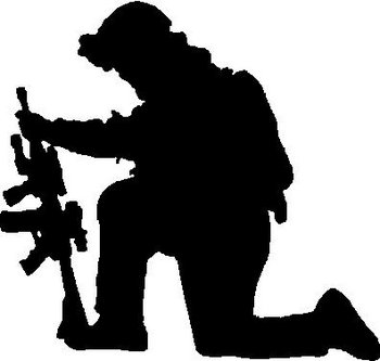 Silhouette Of A Soldier Kneeling At Getdrawings 