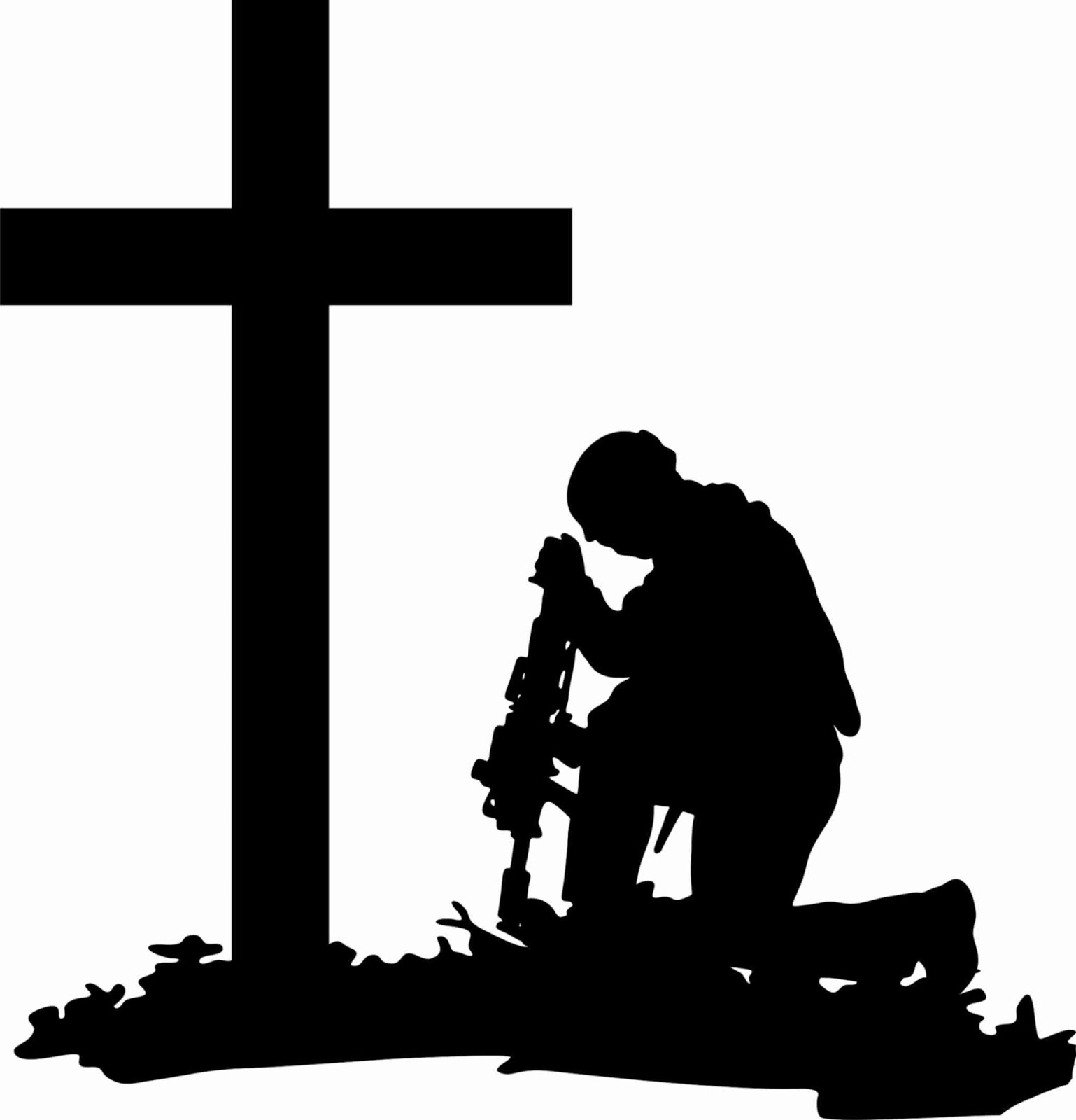 1538x1600 Soldier Kneeling At Cross Silhouette Free Image.