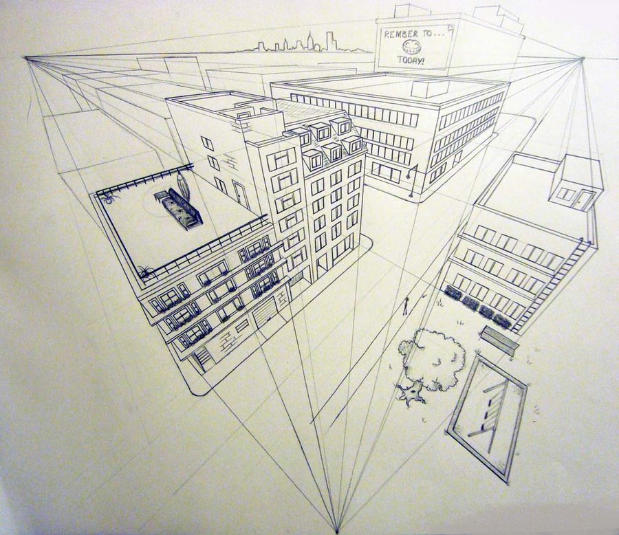 3 Point Perspective Drawing Birds Eye View At Getdrawings