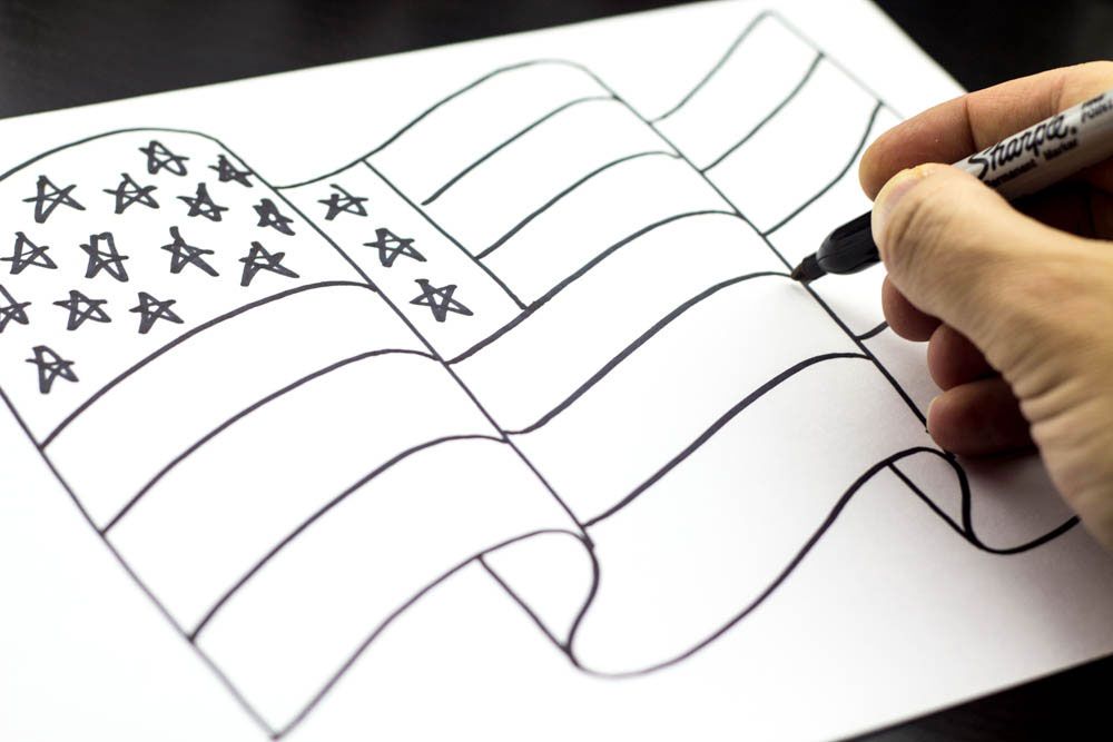 American Flag Black And White Drawing at GetDrawings Free download