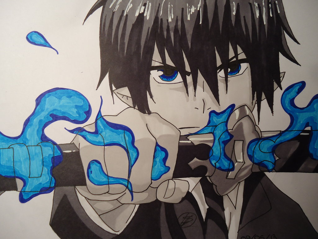 1024x768 Rin Okumura Ao No Exorcist By Draw Of Nalu.