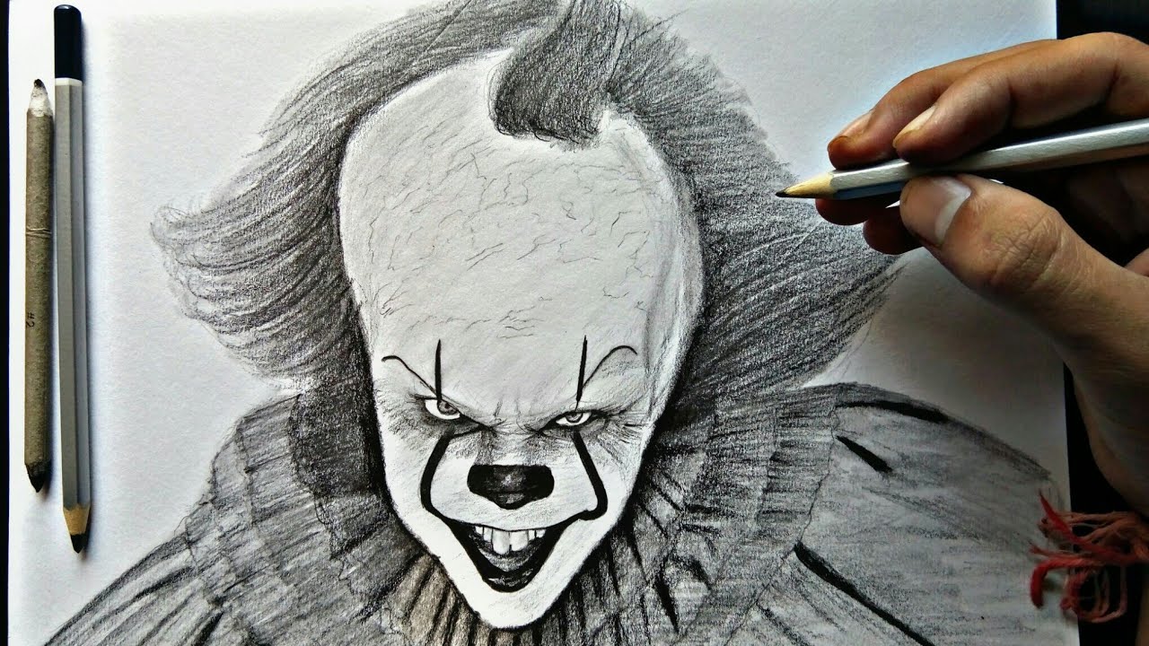 1280x720 Collection Of Clown Pencil Drawing High Quality, Free.