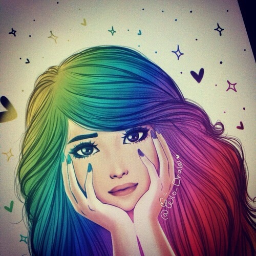 Colorful Hair Drawing Tumblr At Getdrawings Free Download