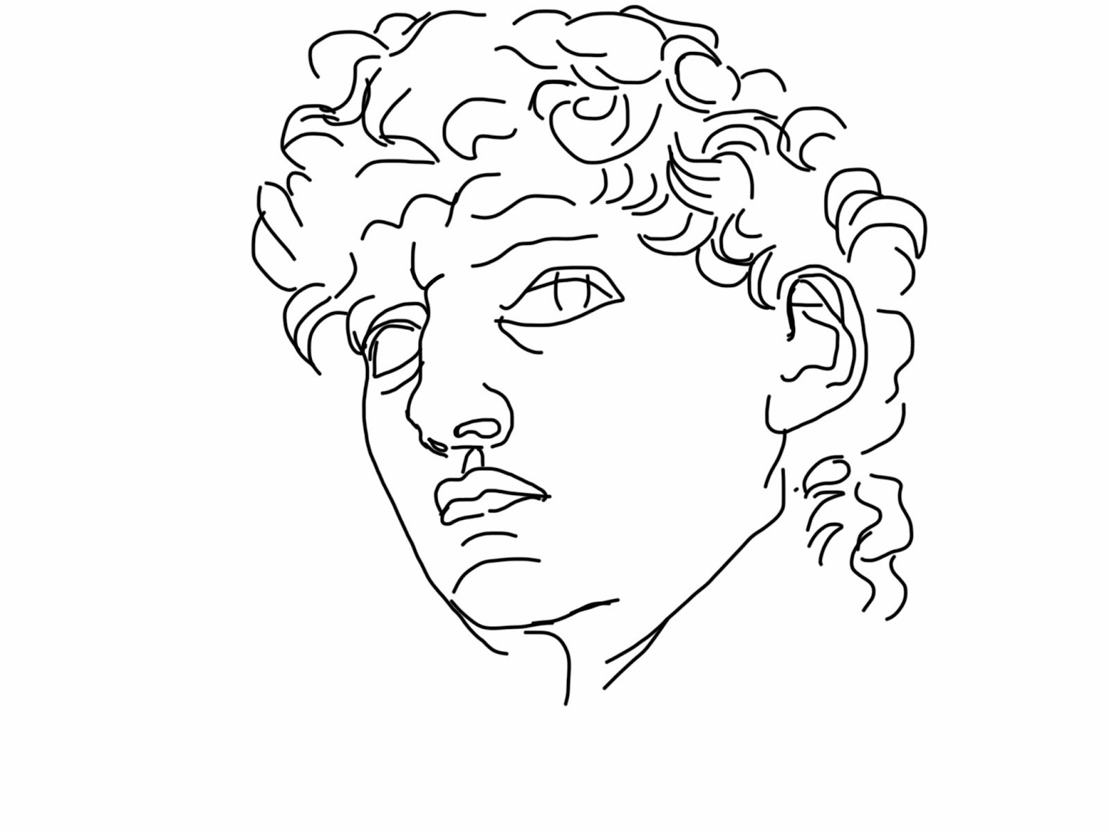 Давид Микеланджело голова рисунок