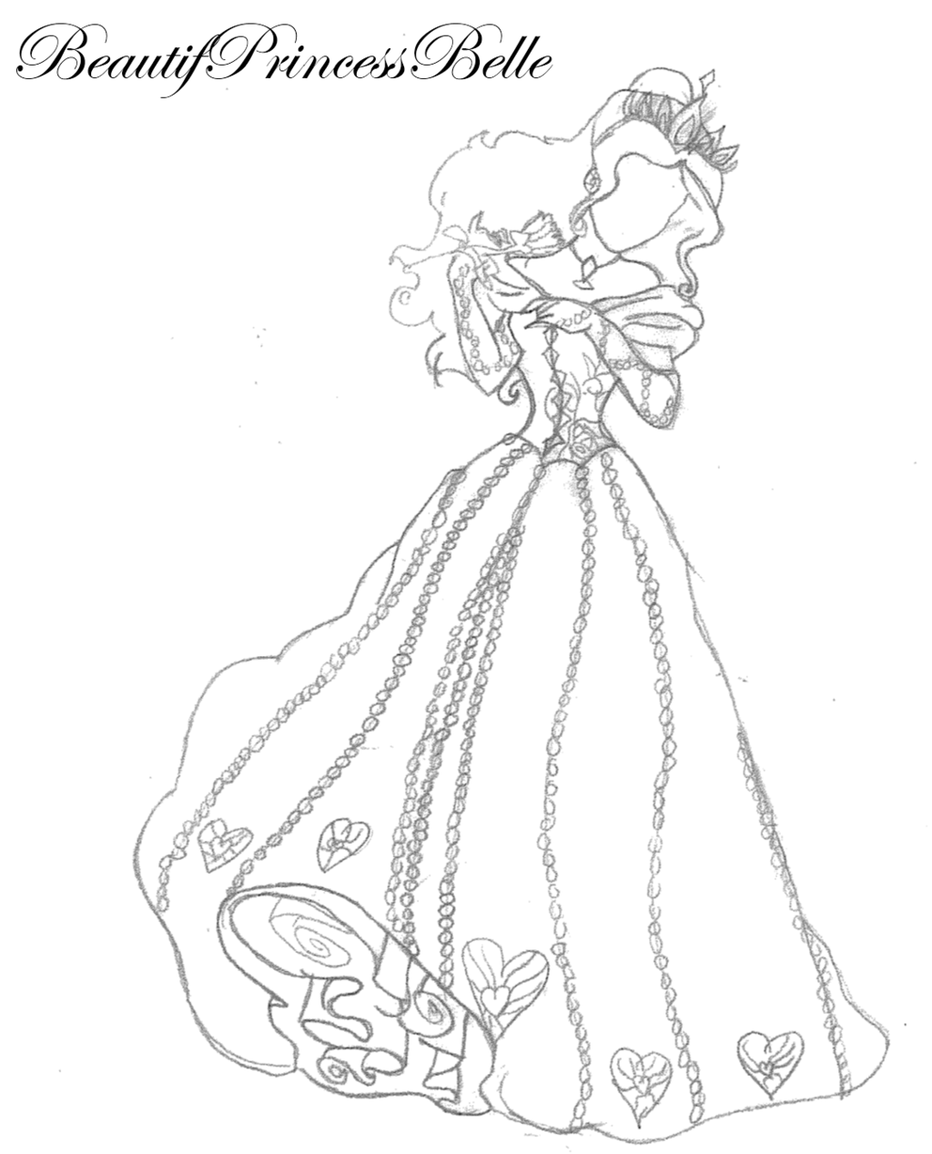 Принцесса в пышном платье рисунок