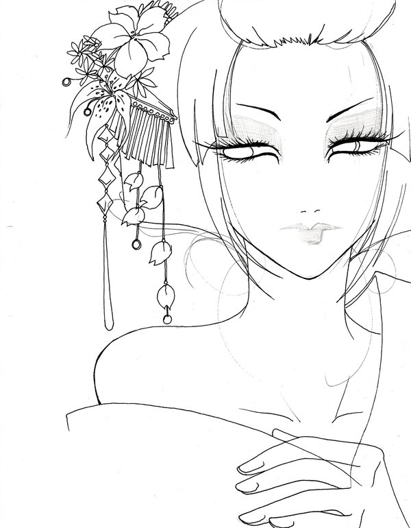 Easy Simple Geisha Drawing