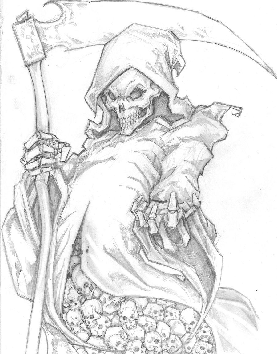 Simple Grim Reaper Drawing Sketch for Kindergarten