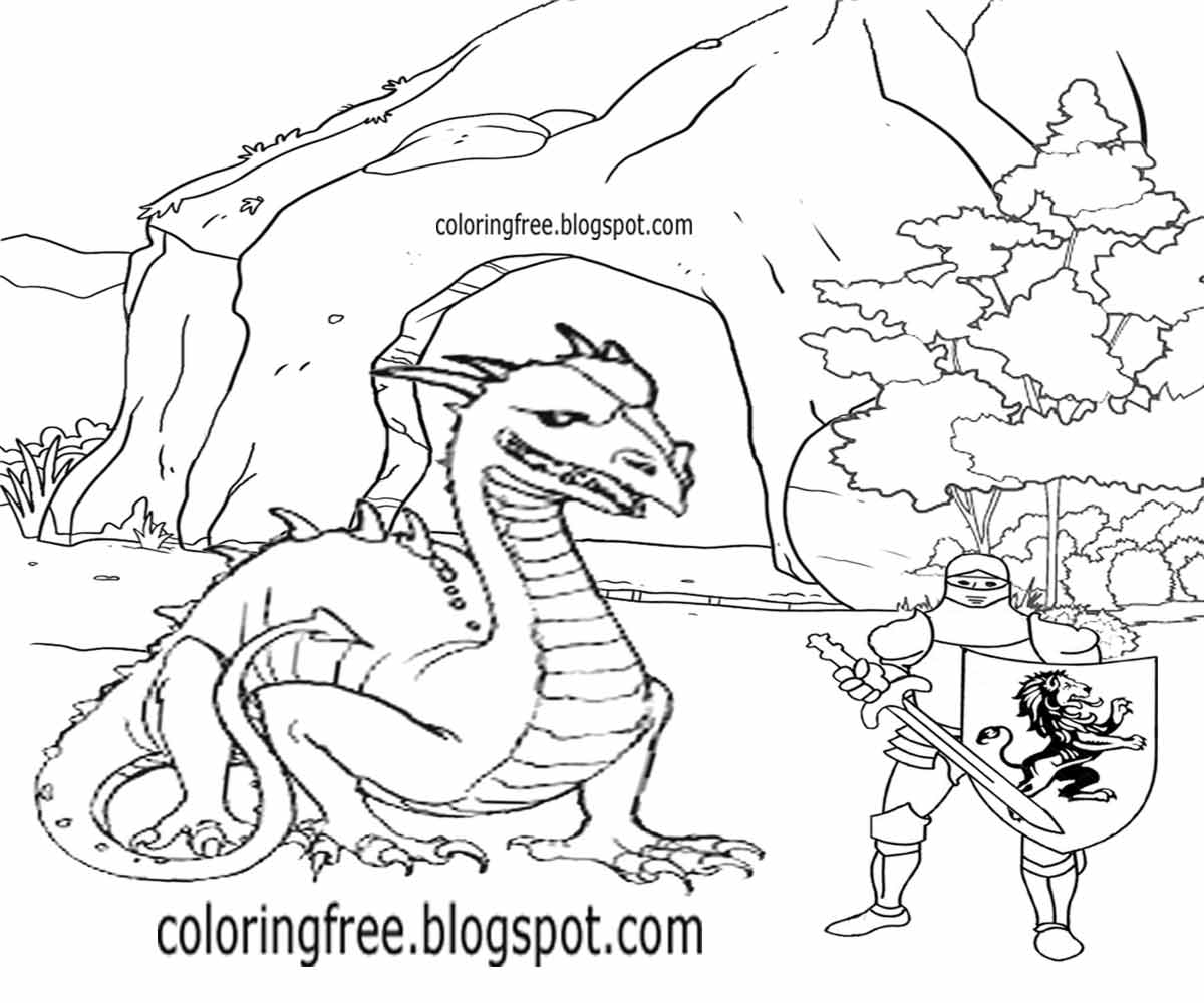 Knight Fighting Dragon Drawing at GetDrawings | Free download