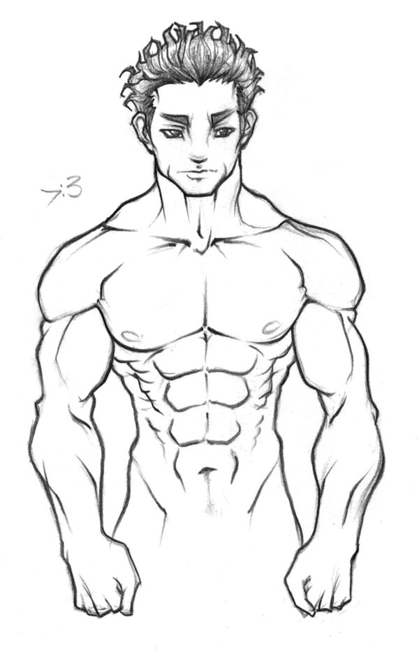 600x937 Collection Of Muscular Guy Drawing High Quality, Free.