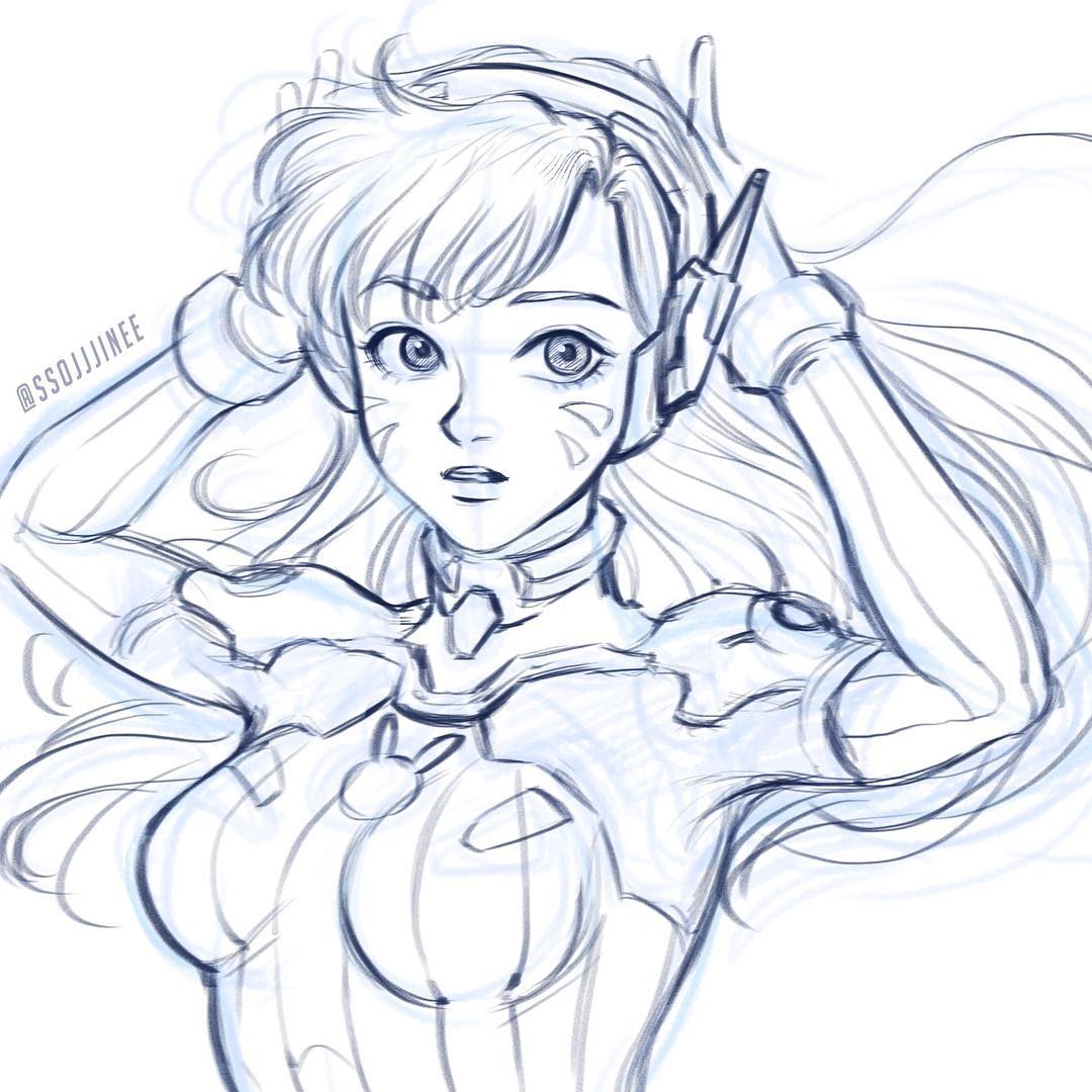 Overwatch Dva Drawing at GetDrawings | Free download