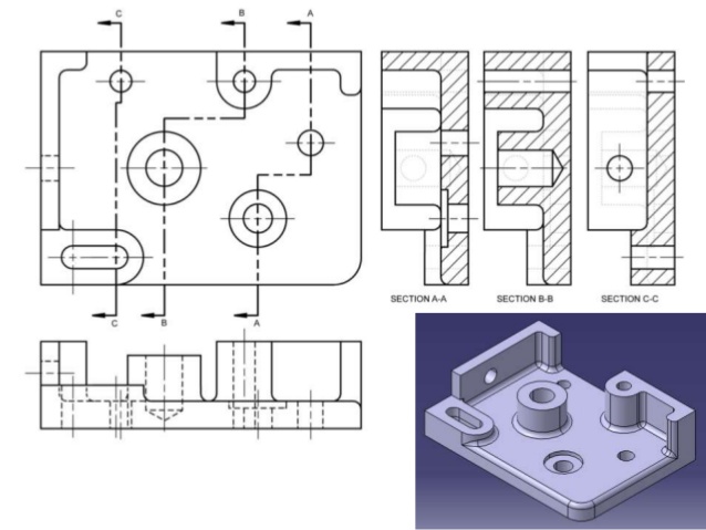 Sectional View Engineering Drawing Exercises At GetDrawings | Free Download