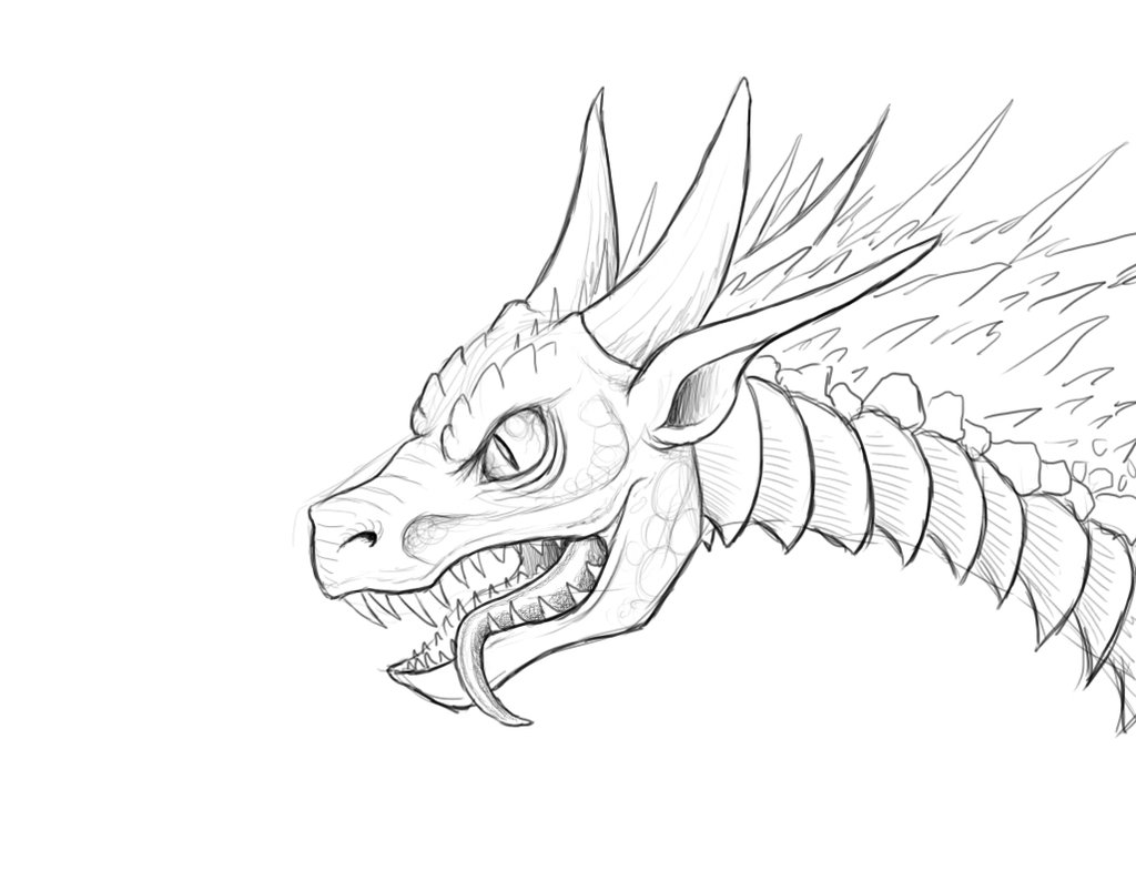 1024x785 Collection Of Simple Fire Breathing Dragon Drawing High.