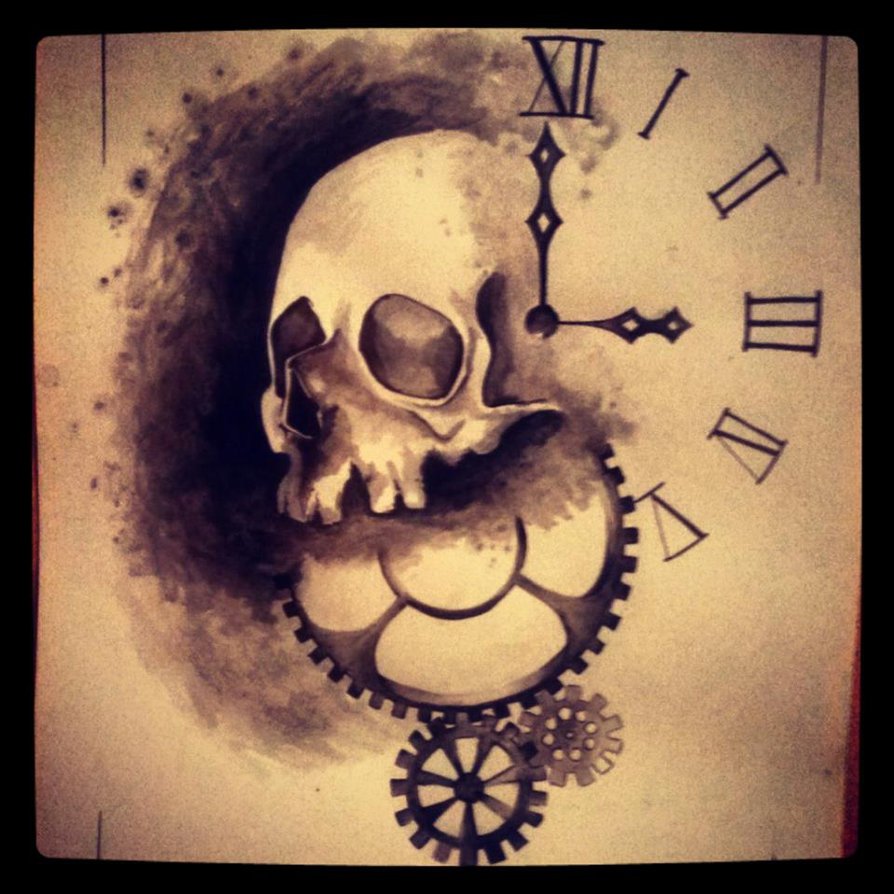 Skull Clock Drawing at GetDrawings Free download