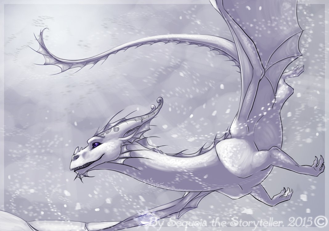 1068x748 White Dragon In A Snowstorm By Sekoiyastoryteller.