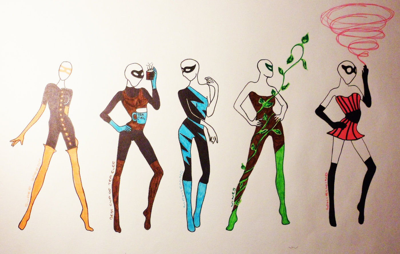 Female superhero costume ideas drawing