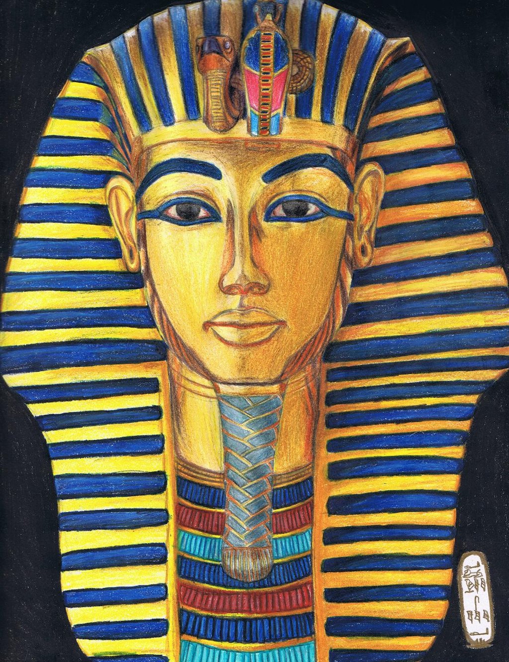 How To Draw The Mask Of Tutankhamun Iconic Faces Live Illustration My
