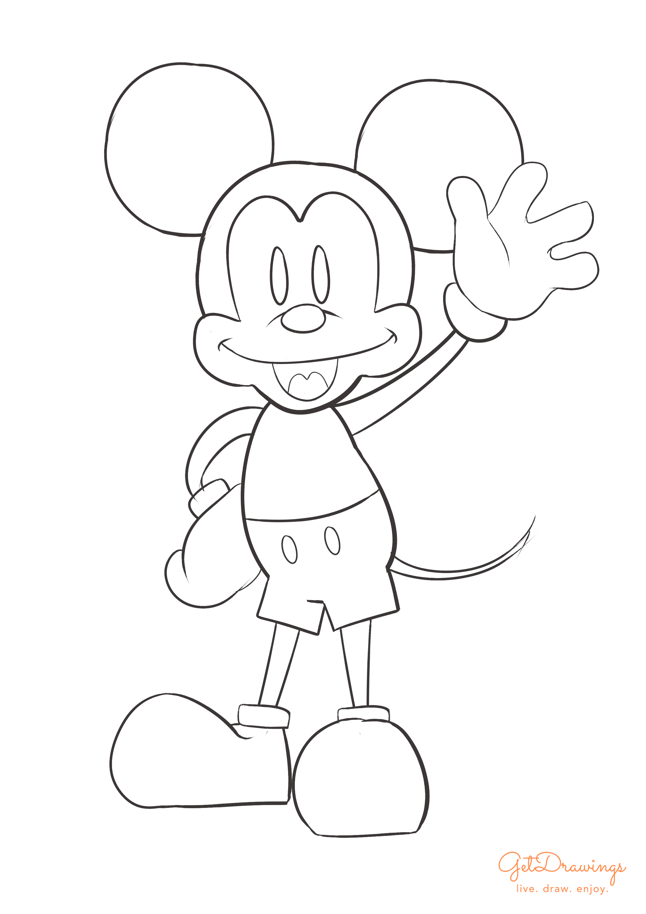 How To Draw Mickey Mouse Draw Central Mickey Mouse Coloring Pages