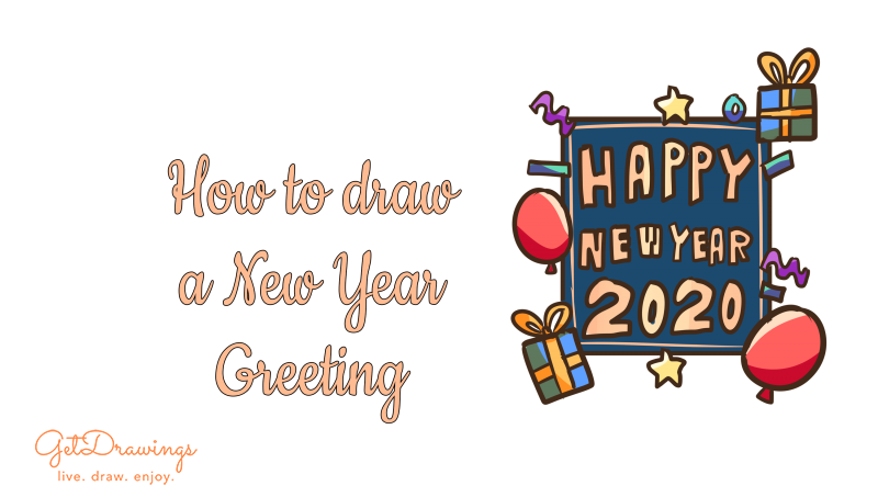 How to draw a New Year Greetings