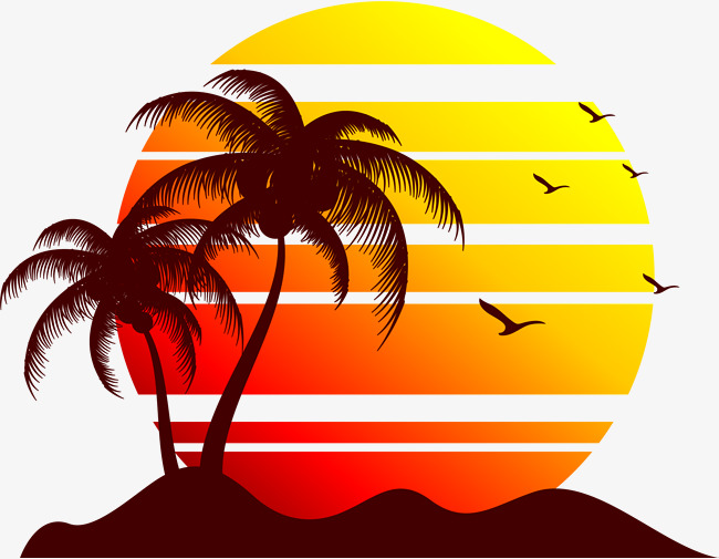 Beach Sunset Vector at GetDrawings | Free download